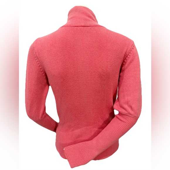 Boston Proper Women’s Pink Zip Up Sweater Size S Cotton Cashmere Blend Ribbed - Picture 2 of 7